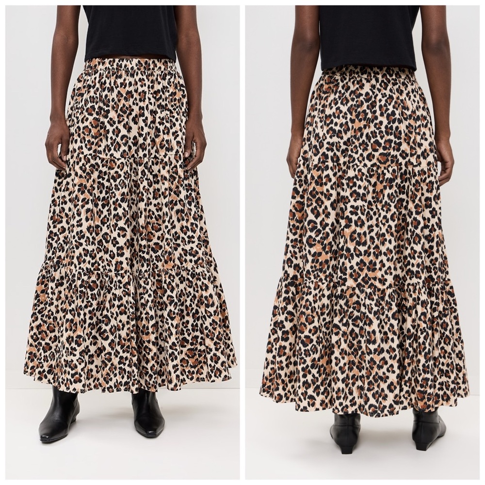 Mille Paola Maxi Skirt Cheetah Brown Black Pull‎ On XXS
